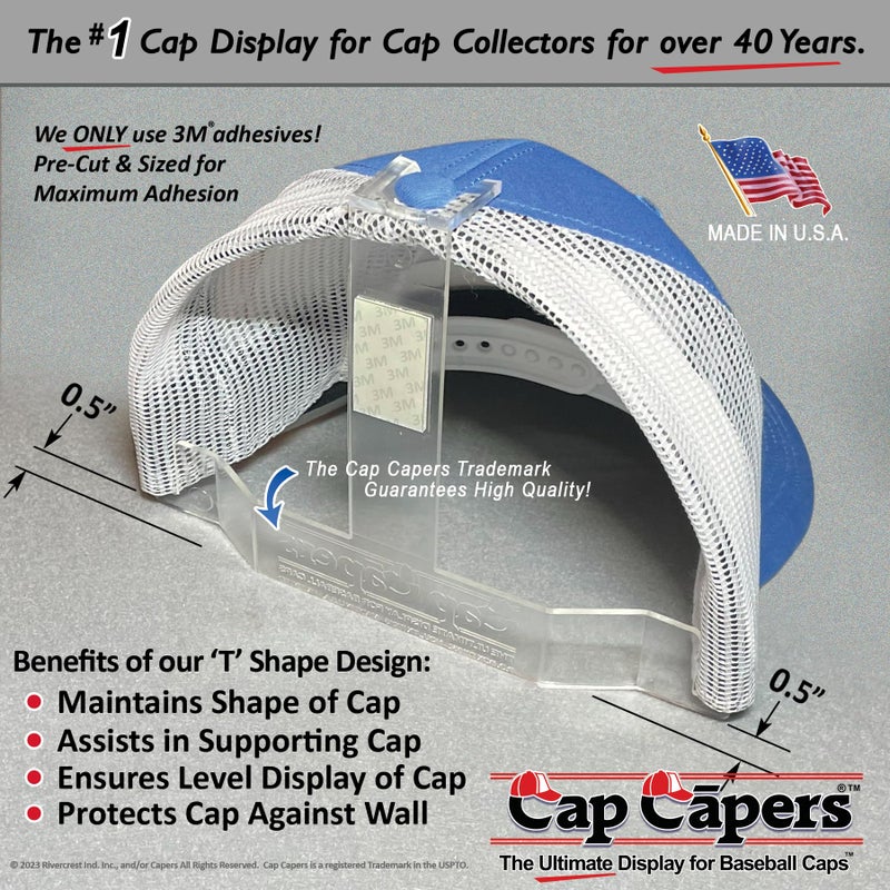 Cap CapersÂ® Baseball Cap Display; Wall Mounted Hat Rack; Baseball Cap Storage & Organization; (24 pk) Great for Cap Collectors. The Ultimate Display for Baseball Caps - Image 3